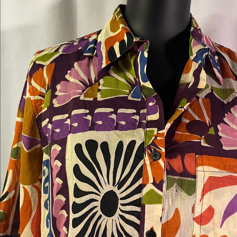 True Destinations Multicolor Printed Button Front… - image 5